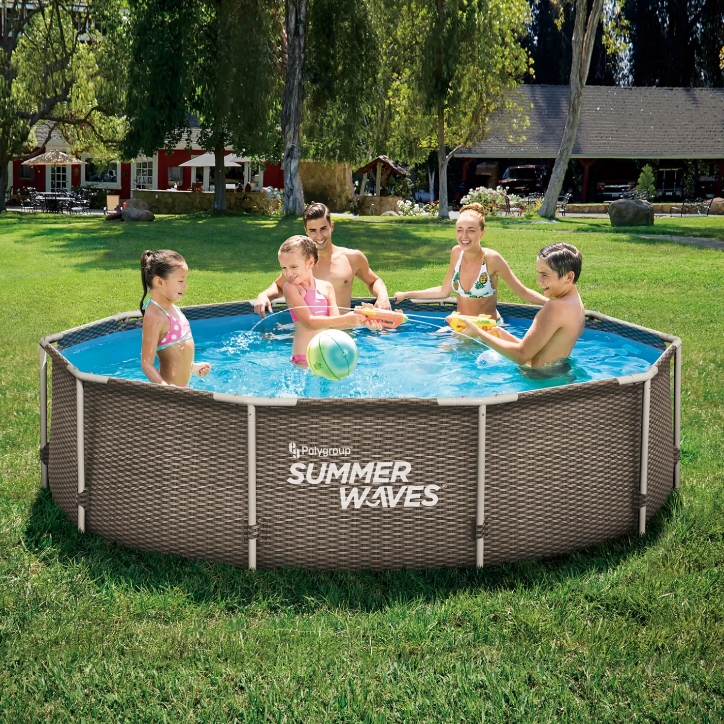 Summer Waves Zwembad Active Frame 305 X 76 cm Dark Double Rattan + filterpomp