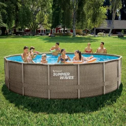 Summer Waves Zwembad Elite Frame 488 X 122 cm Dark Triple Basketweave + filterpomp