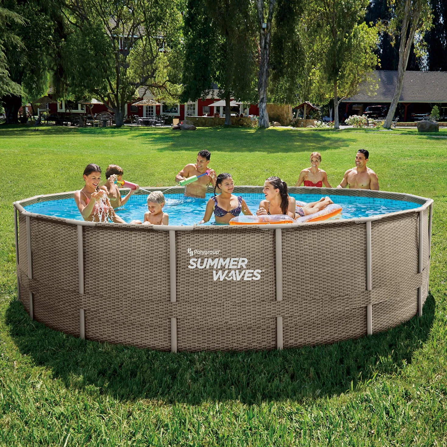 Summer Waves Zwembad Elite Frame 488 X 122 cm Dark Triple Basketweave + filterpomp