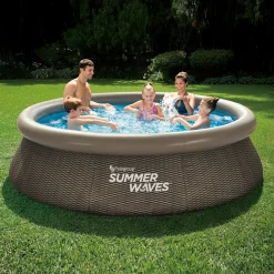 Summer Waves Zwembad Quick Set 305 X 76 cm Dark Double Rattan + filterpomp