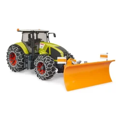 Tractor Claas Axion 950 met sneeuwkettingen en ploegblad