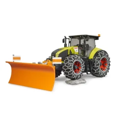 Tractor Claas Axion 950 met sneeuwkettingen en ploegblad